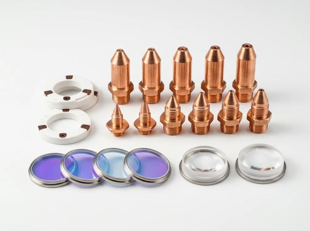 Fiber laser cutting consumables: nozzles, ceramic rings, lenses and protective windows